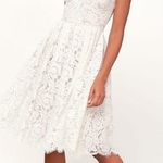 Lulus LULU’S Love Swept White Lace Midi Skater Dress Photo 0