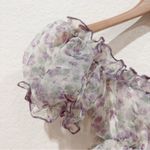 J.ING Jing Floral Print Organza Off Shoulder Crop Top One Size NWT White Photo 2