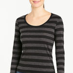 Charlotte Russe  Women’s Long Sleeve Striped Tee - Black & Gray, Size Medium Photo 0