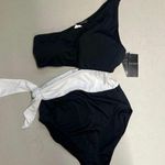 Ralph Lauren New nwt sz10 black and white cut out one shoulder swim suit 1 pc Photo 0