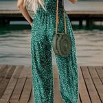Casual Dark Green Wideleg Jumpsuit for Women Size M Photo 1
