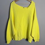Free People Ottoman Check Knit Sweater Pullover Womens XL Lemon Yellow Boho NWT Photo 6