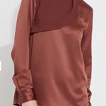 Lysse New Brown silky blouse. Long sleeves and high neck. Size XS Photo 0