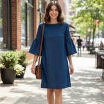 Ralph Lauren Lauren  denim bell-sleeve shift dress Photo 1