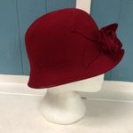 Charter Club Vintage  100% cotton dark red hat flower made to Italy church derby Photo 3