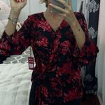 Vince Camuto Black and Red Floral Blouse Photo 2
