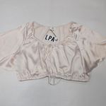 LPA  Flutter Sleeve Satin Top in Champagne Pink XL Photo 2