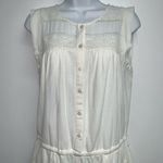 Ann Taylor  Loft Womens Romper Size S Off White Sleeveless Eyelet Button Front Photo 1