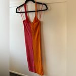 ZARA Colorblock Midi Orange & Pink Halter Dress Size Small Photo 12