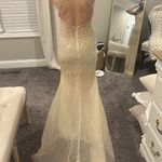 Angela and Alison Nude Sequined Prom Dress Photo 1