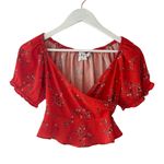 Princess Polly  Red Floral Surplice Crop Top Sz 0 Photo 1