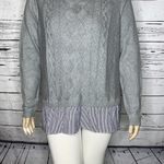 Crown & Ivy Curvy NWT Size 2X Gray - Blue & White Stripe Layered Sweater Top Photo 1