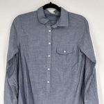 J. Crew Chambray blue Solid Office Oxford button down shirt size XS career Tunic Photo 2