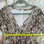 Y2K Snake Print Plunge Neckline Gray Animal Pattern Mini Dress Size Medium Tan Photo 8