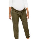 NWT Motherhood Maternity Underbelly Olive Satin Jogger Pants Women’s Size Large Green Photo 13