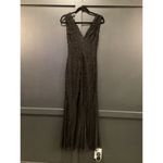 Nicole Bakti vintage  Silk Embellished Plunge Neck Long Evening formal maxi Dress Photo 6