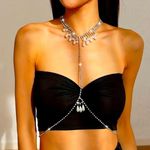 Faux Pearl Tassel Pendant Body Chain Full Of Shiny Rhinestone Body Chain Jewelry Photo 0