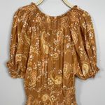 Sabo Skirt  Mini Dress Large Orange Floral Puff Sleeve Smocked Waist Boho‎ Summer Photo 6