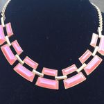 Gold Tone Iridescent Coral Statement Link Necklace Pink Photo 1