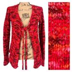 Handmade Hand Knit Loose Knit Colorful Front Tie Cardigan Boho Hippie Y2K Medium Photo 1