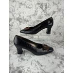 Salvatore Ferragamo Vintage Black Leather Heels Size 9 AA Tortoise Shell Buckle Photo 1