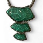 “Swimming Pool Water” Aqua Blue Acrylic Chunky Silver Tone Necklace Statement Green Photo 1