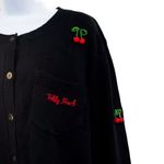 Teddy Fresh  Cherry on Top Beaded Cardigan Sweater Top Black Red 3X Cherries Photo 6