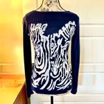 Lilly Pulitzer Nila Navy Sweater Zebra Jacquard with Side Button Detail Sz XS Photo 1