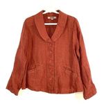 Flax  Burnt Orange Button Front Lagenlook Jacket Top 2 Pockets Size P US 4-6 Photo 0