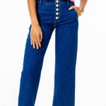 Lilly Pulitzer Aileen Blue High Rise Straight Denim Jeans Button Fly Size 0 Photo 11