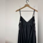 Victoria's Secret  Black Midi Slip Dress Satin Rhinestones Embellished Lace Sz L Photo 1