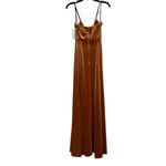 After Six NWT Cowl Neck Spaghetti Strap Velvet Maxi Dress 0 Golden Almond #3263 Photo 14