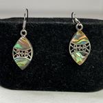 Sterling Silver Abalone Shell Marquise Drop Earrings With Filigree Design Photo 3