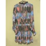 Mulla Purple Honeycomb Print Cinched Waist High Ruffle Neck Mini Dress Wms S Size M Photo 1