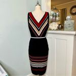 White House | Black Market  Striped Slimming Sheath Dress Leather Trim 6 Small Photo 5