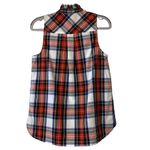 NWT J Crew Plaid Ruffle Mock Neck Tank Top Blouse Size 0 Red‎ Holiday Tartan Red Photo 1