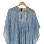 Steve Madden Light Blue Sheer Cover Up Cardigan OSFM Silver Sparkle NWT Photo 3