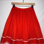 Handmade Vintage Red Polkadot Flowy Skirt w Lace Accents‎  Coquette Milk Maid Photo 2