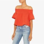 Apiece Apart  Orange Off The‎ Shoulder Gauzy Smocked Crop Blouse Size 4 Photo 7