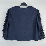 St. John  Evening Jacket 12 Navy Textured Fringe Cocktail Statement Luxury Blazer Photo 9