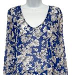 Anthropologie 2/$30 Philosophy Floral Print Chiffon Long Sleeve Blouse Top VNeck Photo 2
