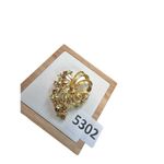 Topaz Rhinestone Gold Flower Bouquet Brooch Pin Costume Jewelry Brown Photo 7