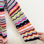 Vintage Women Dress XL Grannycore Crochet Open Knit Retro 70s Flare Coquette Blue Photo 5