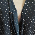 Sanctuary Polka Dot VNeck Blouse Plus Size 1X Navy Blue Preppy Retro Clean Girl Photo 4