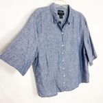 Tahari Womens Shirt Large Linen Boxy Relaxed Comfort Beachy Coastal Nautical Photo 4