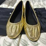  Sparkly Gold Glitter Rebecca Minkoff Ruched Ballet Flats 7.5 NIB Photo 5