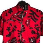 Gerard Womens Top Size 10 Red Black Short Sleeve Full Zip Front Oversized NWT Photo 2