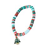 Christmas Bracelet Set of 7 Holiday Stackable Bead Bracelets Tree Charm New Green Photo 2
