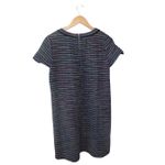 Loft  A Line Dress Womens Petites 8 Navy Multi Striped Knit Cotton Back Zipper Photo 1