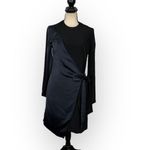Victoria Beckham Victoria Wrap Panel Dress Women's 2 Blue Black Long Sleeve RTR Photo 2